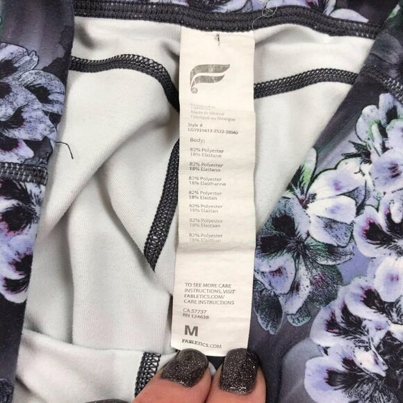 Fabletics Mid-Rise PureLuxe Leggings Medium Purple Floral - Picture 5 of 8